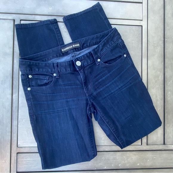 EXPRESS Dark Denim Jeans Skinny Stella Low Rise Size 8R - Picture 1 of 9